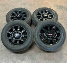 Load image into Gallery viewer, Set of 4 Used OEM &#39;11-&#39;25 GMC Sierra 2500 3500 Black Wheels 275/65R20 Tires LT
