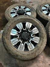 Load image into Gallery viewer, Set of Used &#39;11-&#39;25 Sierra 2500 3500 Denali Ultimate Rims 275/65R20 Goodyear LT
