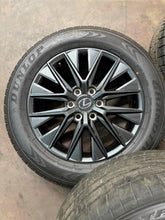 Load image into Gallery viewer, Set of 4 OEM Takeoff &#39;21-&#39;25 Lexus LX600 20&quot; Black Wheels on 265/55R20 Dunlop LT
