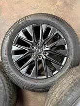 Load image into Gallery viewer, Set of 4 OEM Takeoff &#39;21-&#39;25 Lexus LX600 20&quot; Black Wheels on 265/55R20 Dunlop LT
