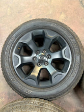 Load image into Gallery viewer, Set of 4 Used OEM Black &#39;19-&#39;25 RAM 1500 Rims 275/55R20 Bridgestone RWL Tires LT
