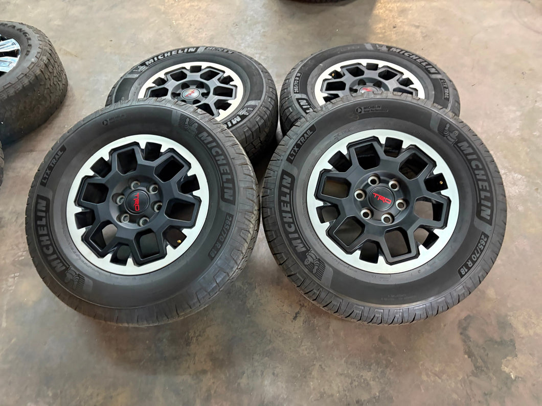 Set of 4 OEM '24-'25 Toyota Tacoma TRD Wheels on 265/70R17 Michelin LTX Tires LT