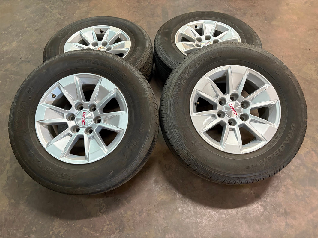 Used Set of '00-'25 GMC Sierra 1500 Silver OEM 5908 Wheels on 255/70R17 Tires LT