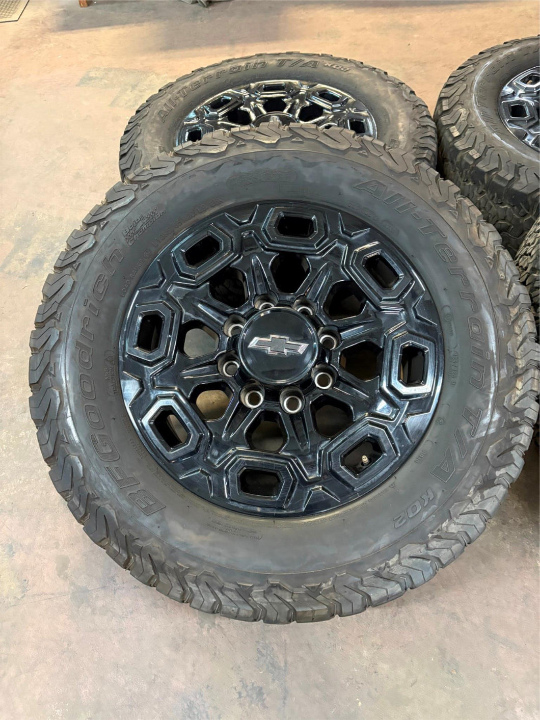 Set of Used '11-'25 Chevy Silverado 2500 3500 BLK Rims 295/65R20 BFG AT TAKO2 LT
