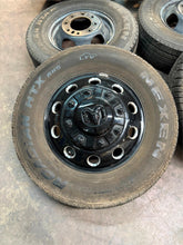 Load image into Gallery viewer, Set of Six Used OEM &#39;19-&#39;25 RAM 3500 Dually 17&quot; Black Wheels 235/80R17 Nexen LT
