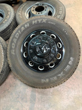 Load image into Gallery viewer, Set of Six Used OEM &#39;19-&#39;25 RAM 3500 Dually 17&quot; Black Wheels 235/80R17 Nexen LT
