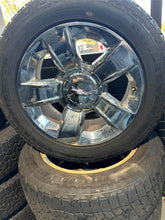Load image into Gallery viewer, Set of 4 Used 20&quot; Chrome &#39;00-&#39;18 Silverado 1500 Wheels on 275/55R20 Milestar ATR
