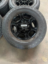 Load image into Gallery viewer, Set of 4 Used OEM &#39;05-&#39;25 Ford F250 F350 Black Rims 275/70R18 Bridgestone AT LT
