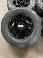 Load image into Gallery viewer, Set of 4 Used OEM &#39;05-&#39;25 Ford F250 F350 Black Rims 275/70R18 Bridgestone AT LT
