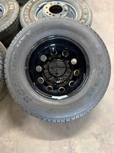 Load image into Gallery viewer, Set of Six Used OEM &#39;19-&#39;25 RAM 3500 Dually 17&quot; Black Wheels 235/80R17 Nexen LT
