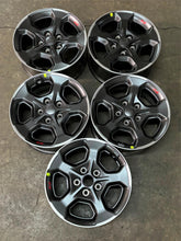 Load image into Gallery viewer, Five New OEM &#39;07-&#39;24 Jeep Wrangler &amp; Gladiator 17&quot; Dark Charcoal Rims &amp; Sensors
