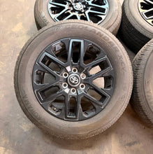 Load image into Gallery viewer, Set of 4 Used '22-'26 Toyota Tundra Black OEM Wheels 95295 265/60R20 Yokohama LT
