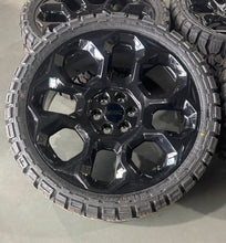 Load image into Gallery viewer, Set of New OEM 24&quot; &#39;00-&#39;25 GMC Sierra 1500 Black Wheels on 33/12.50R24 Kenda RT
