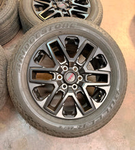 Load image into Gallery viewer, Set of Used 20" OEM '22-'26 Toyota Tundra Black Wheels 265/60R20 Bridgestone LT
