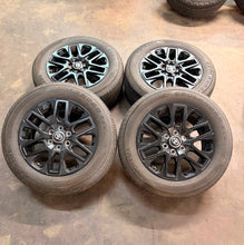 Load image into Gallery viewer, Set of 4 Used '22-'26 Toyota Tundra Black OEM Wheels 95295 265/60R20 Yokohama LT
