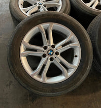 Load image into Gallery viewer, Set of Used OEM &#39;18-&#39;21 BMW X3 18&quot; Silver Rims on 225/60R18 Bridgestone Duelers
